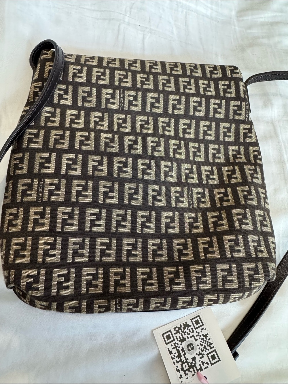 Fendi Monogram Zucca FF Flap Crossbody Messenger Bag in Brown and Beige Canvas - Picture 4 of 16